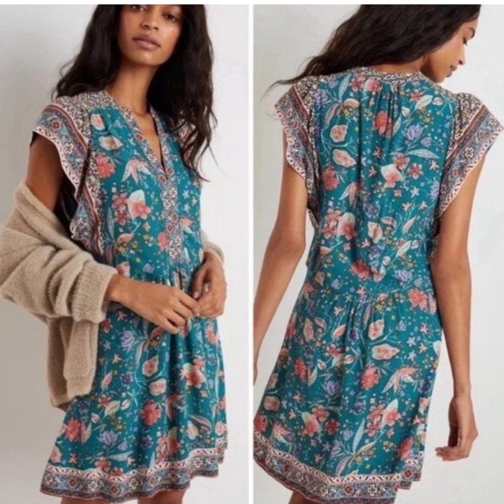 Anthropologie New, WOT multicolored floral dress w/ pockets! Zenia. Pockets!!